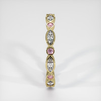 14K Yellow Gold Pink Sapphire and Diamond Antique Style Wedding Band Image