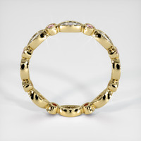 18K Yellow Gold Pink Sapphire and Diamond Antique Style Wedding Band Image