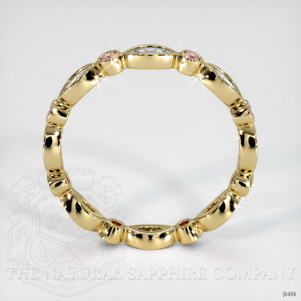 18K Yellow Gold Pink Sapphire and Diamond Antique Style Wedding Band