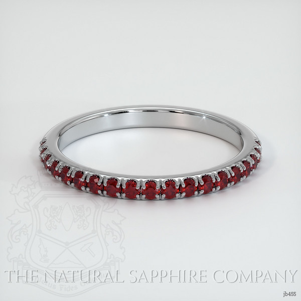 18K White Gold Ruby Pave Wedding Band