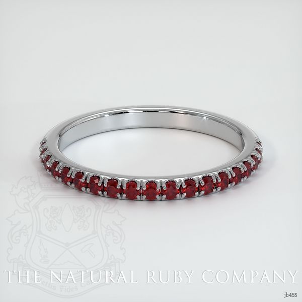 18K White Gold Ruby Pave Wedding Band
