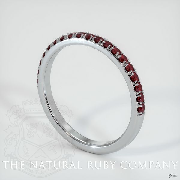 18K White Gold Ruby Pave Wedding Band