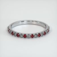 18K White Gold Ruby and Diamond Pave Wedding Band Video