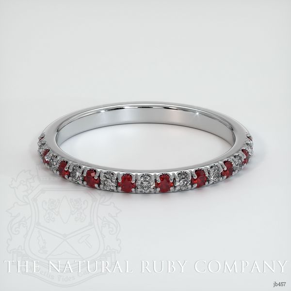 18K White Gold Ruby and Diamond Pave Wedding Band