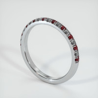 18K White Gold Ruby and Diamond Pave Wedding Band Image