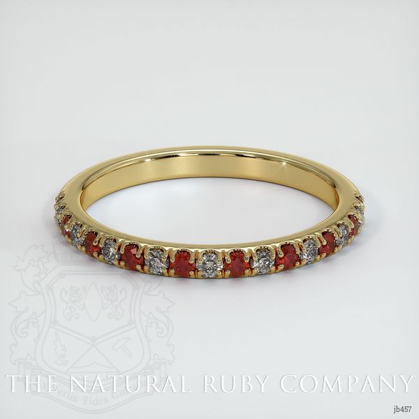 14K Yellow Gold Ruby and Diamond Pave Wedding Band