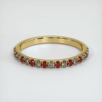 18K Yellow Gold Ruby and Diamond Pave Wedding Band Video