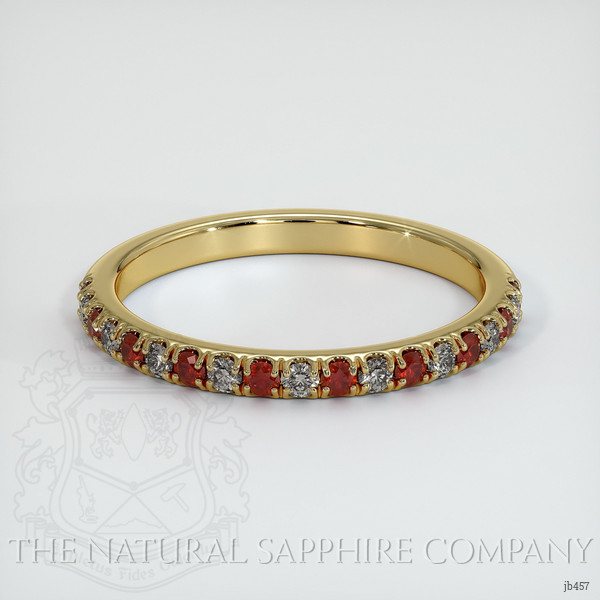 18K Yellow Gold Ruby and Diamond Pave Wedding Band