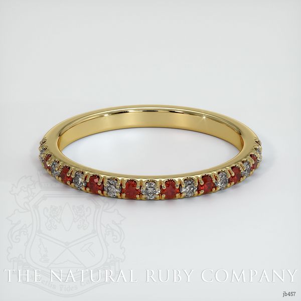 18K Yellow Gold Ruby and Diamond Pave Wedding Band