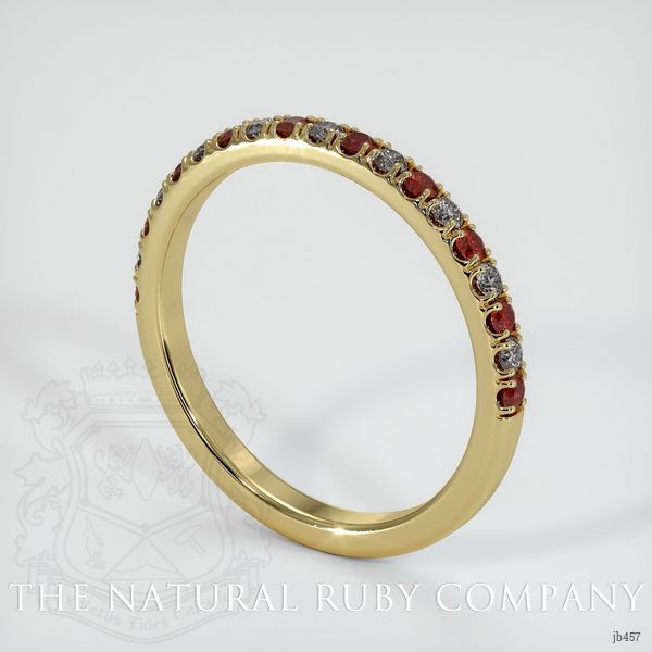 18K Yellow Gold Ruby and Diamond Pave Wedding Band