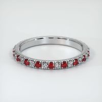 14K White Gold Ruby and Diamond Eternity Wedding Band Video
