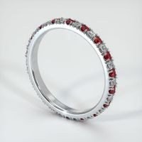 14K White Gold Ruby and Diamond Eternity Wedding Band Image