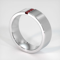 14K White Gold Ruby Men's Wedding Band Image
