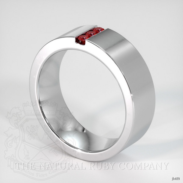 14K White Gold Ruby Men's Wedding Band
