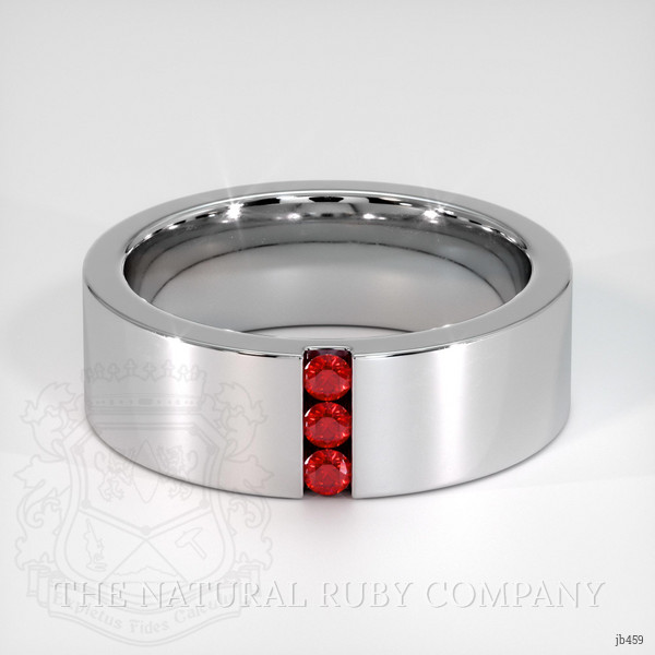 18K White Gold Ruby Men's Wedding Band