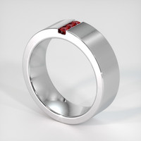 18K White Gold Ruby Men's Wedding Band Image
