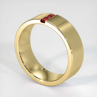 14K Yellow Gold Ruby Men's Wedding Band Image