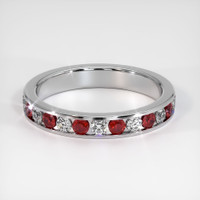 14K White Gold Ruby and Diamond Eternity Wedding Band Video