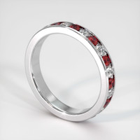 14K White Gold Ruby and Diamond Eternity Wedding Band Image