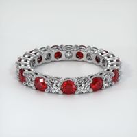 18K White Gold Ruby and Diamond Eternity Wedding Band Video