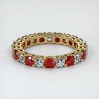 14K Yellow Gold Ruby and Diamond Eternity Wedding Band Video