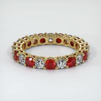 18K Yellow Gold Ruby and Diamond Eternity Wedding Band Video