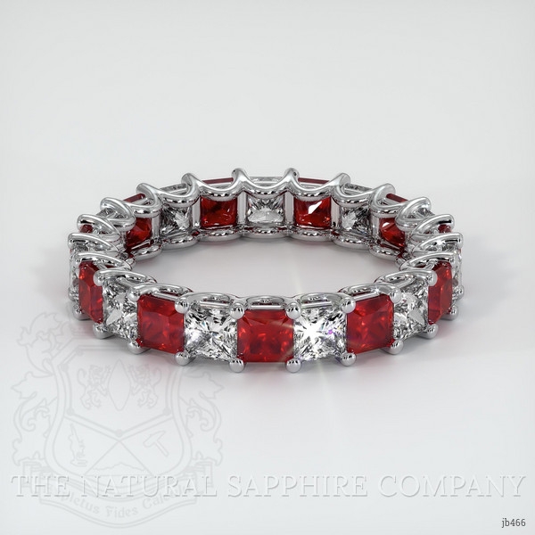 18K White Gold Ruby and Diamond Eternity Wedding Band