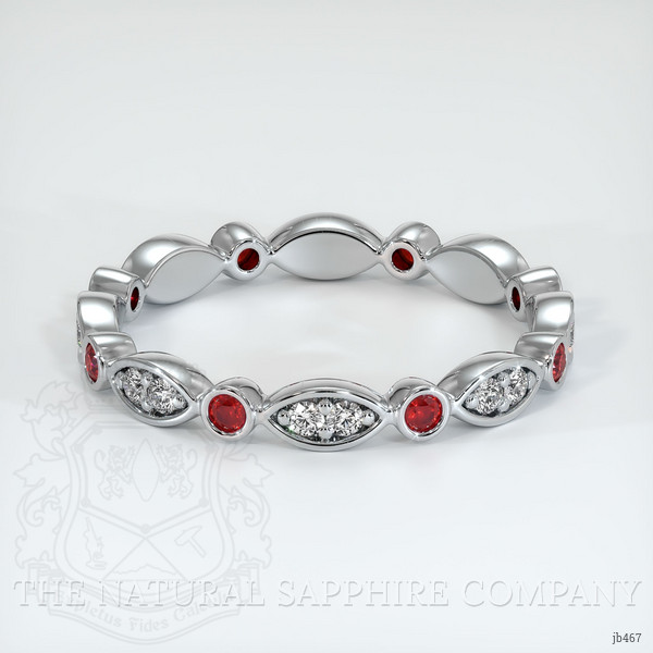Platinum 950 Ruby and Diamond Antique Style Wedding Band