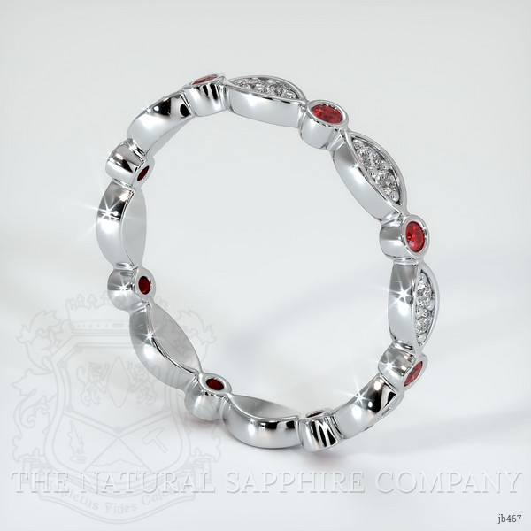 Platinum 950 Ruby and Diamond Antique Style Wedding Band
