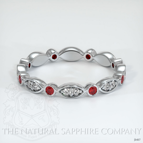 14K White Gold Ruby and Diamond Antique Style Wedding Band