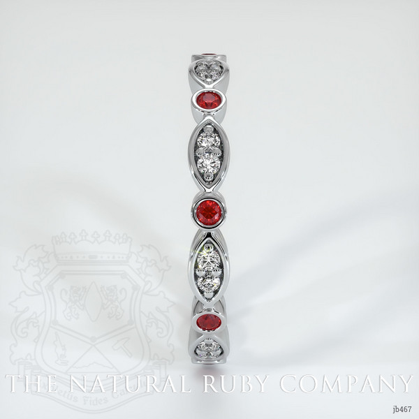14K White Gold Ruby and Diamond Antique Style Wedding Band