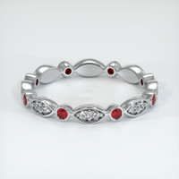 18K White Gold Ruby and Diamond Antique Style Wedding Band Video