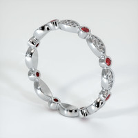 18K White Gold Ruby and Diamond Antique Style Wedding Band Image