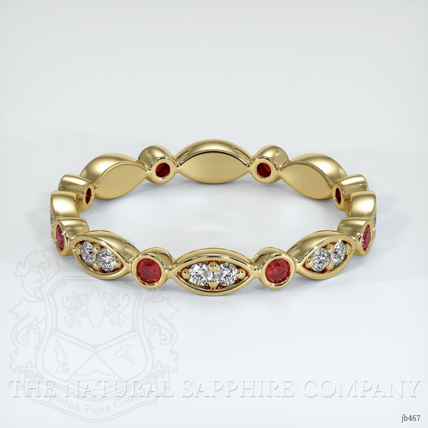 14K Yellow Gold Ruby and Diamond Antique Style Wedding Band