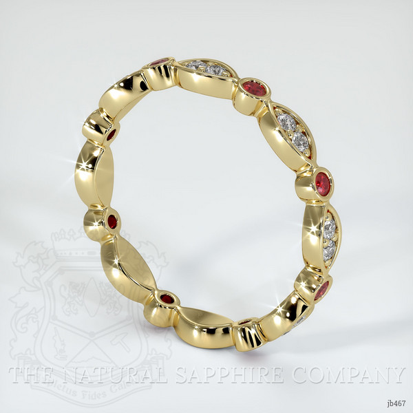 14K Yellow Gold Ruby and Diamond Antique Style Wedding Band