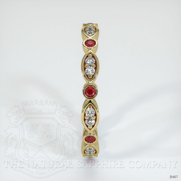 14K Yellow Gold Ruby and Diamond Antique Style Wedding Band
