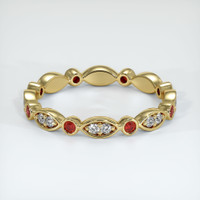 18K Yellow Gold Ruby and Diamond Antique Style Wedding Band Video