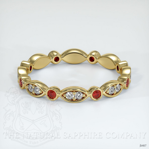 18K Yellow Gold Ruby and Diamond Antique Style Wedding Band