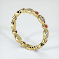 18K Yellow Gold Ruby and Diamond Antique Style Wedding Band Image