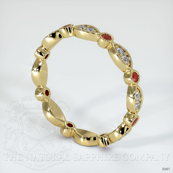 18K Yellow Gold Ruby and Diamond Antique Style Wedding Band