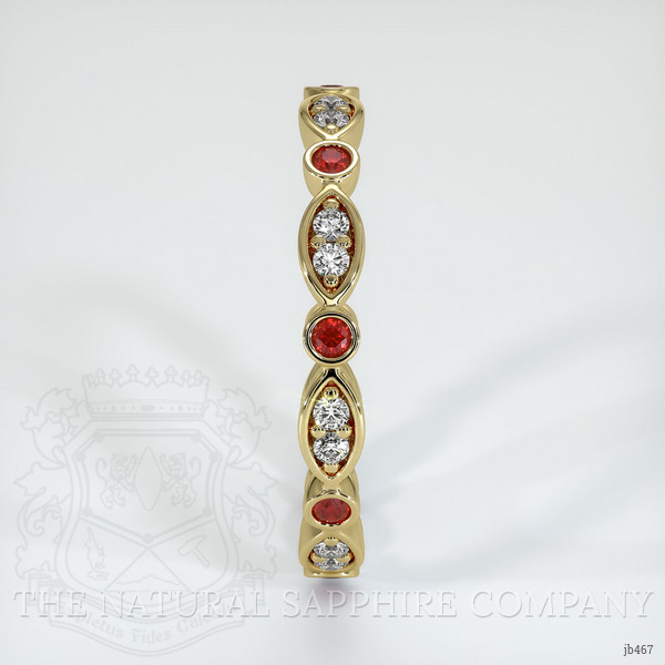 18K Yellow Gold Ruby and Diamond Antique Style Wedding Band