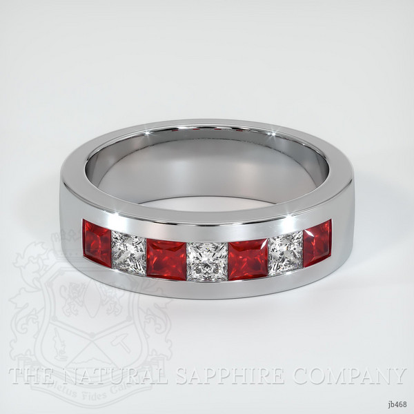Platinum 950 Ruby and Diamond Men's Wedding Band