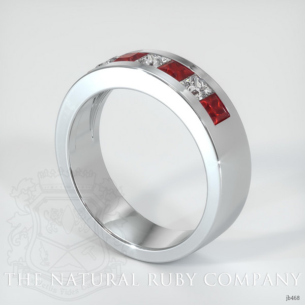Platinum 950 Diamond and Ruby Men's Wedding Band