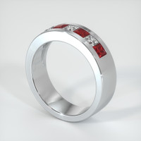 14K White Gold Ruby and Diamond Men's Wedding Band Image