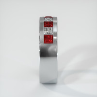 14K White Gold Ruby and Diamond Men's Wedding Band Image