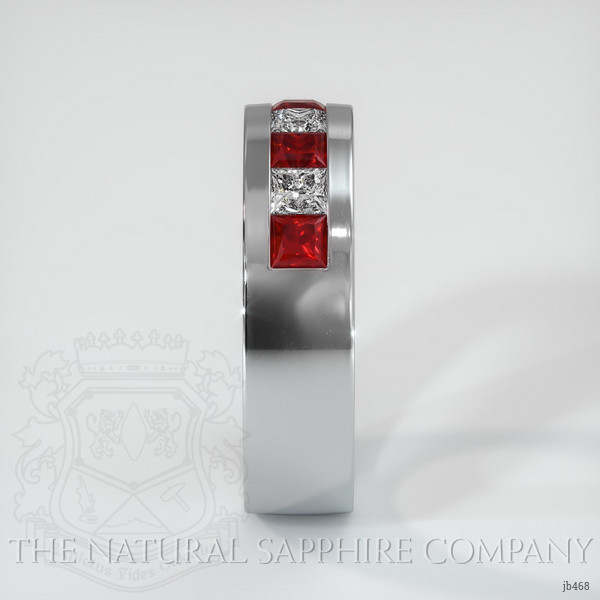 14K White Gold Ruby and Diamond Men's Wedding Band