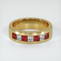 14K Yellow Gold Diamond and Ruby Men's Wedding Band Video