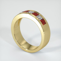 14K Yellow Gold Ruby and Diamond Men's Wedding Band Image
