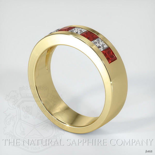 14K Yellow Gold Ruby and Diamond Men's Wedding Band