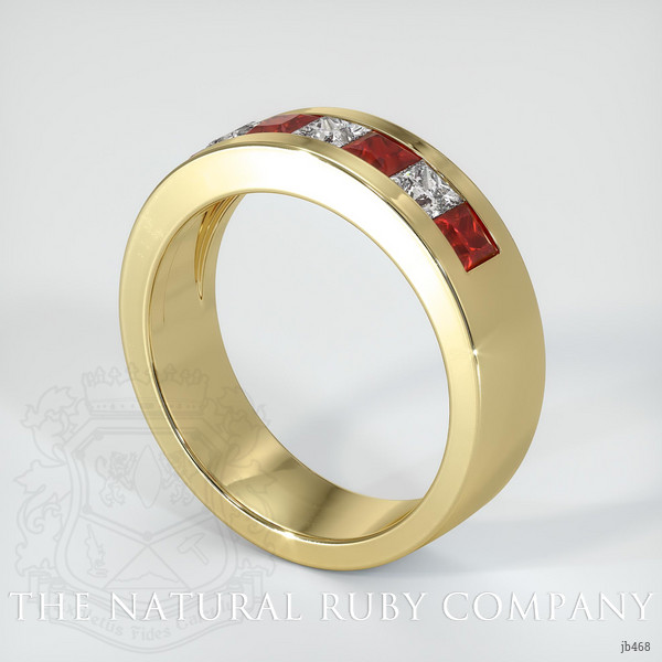 14K Yellow Gold Ruby and Diamond Men's Wedding Band